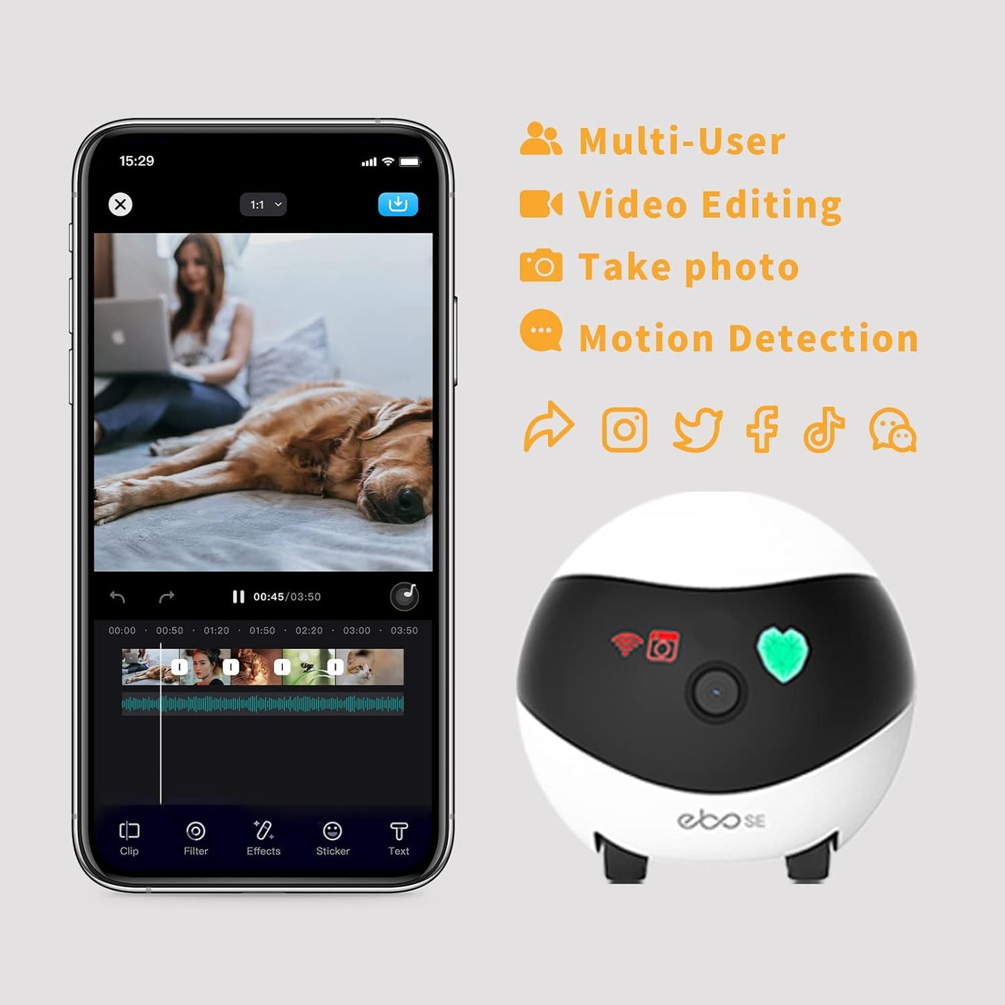 Enabot Home Security Camera EBO SE: 1080P Indoor Cam Battery-Operated,